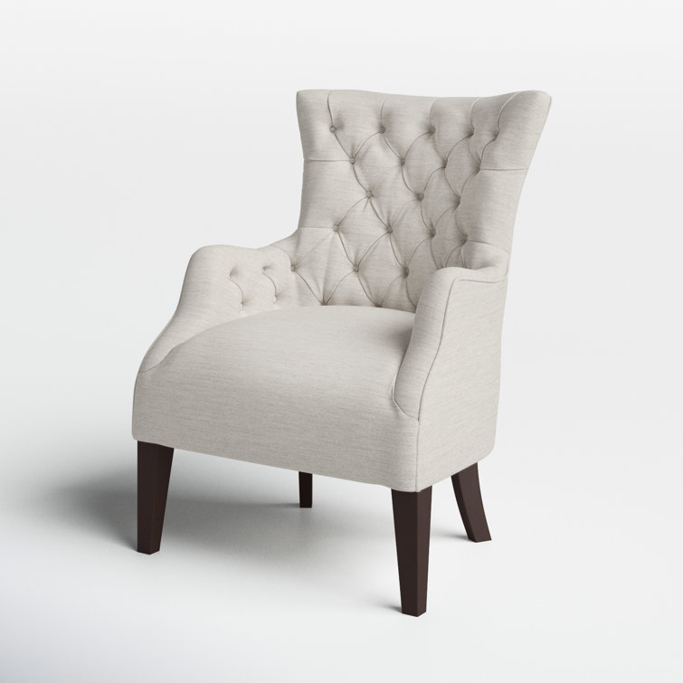 Ivory Elegance Tufted Wingback Accent Chair with Tapered Legs