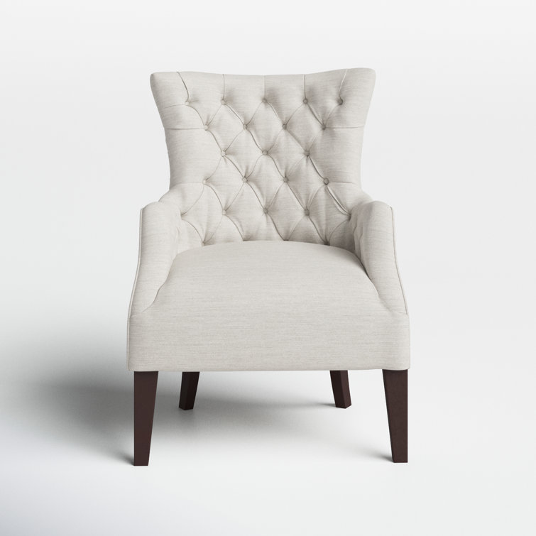 Ivory Elegance Tufted Wingback Accent Chair with Tapered Legs