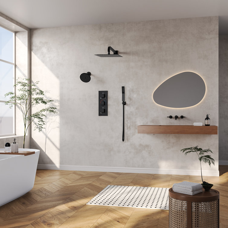 Matte Black 12" Dual Shower Head System with Handheld Spray