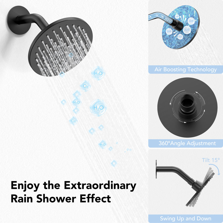 Matte Black 12" Dual Shower Head System with Handheld Spray