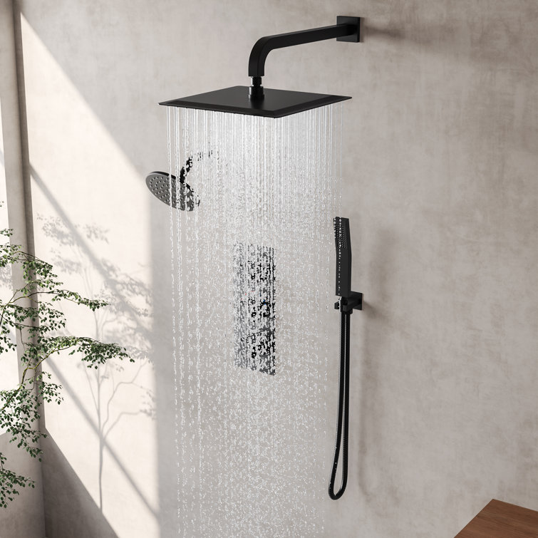 Matte Black 12" Dual Shower Head System with Handheld Spray