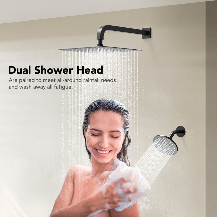 Matte Black 12" Dual Shower Head System with Handheld Spray