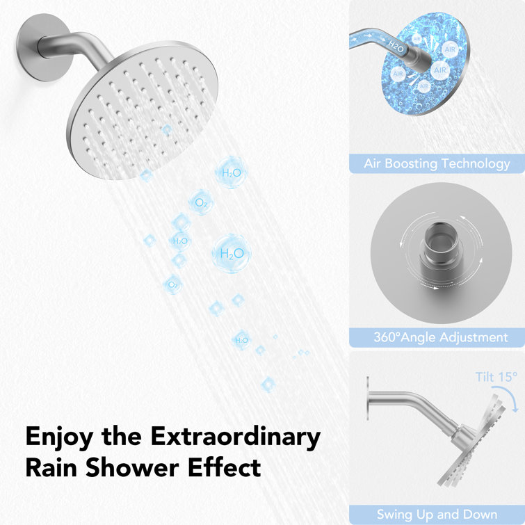 Brushed Nickel Dual Shower System with Handheld Spray and Thermostatic Valve