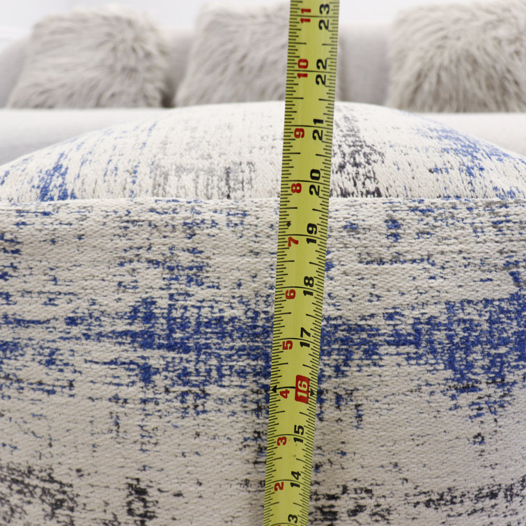 Grandcanyon Ivory and Blue Cotton Square Pouf