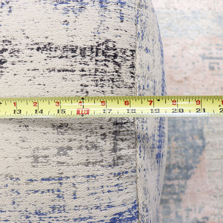 Grandcanyon Ivory and Blue Cotton Square Pouf