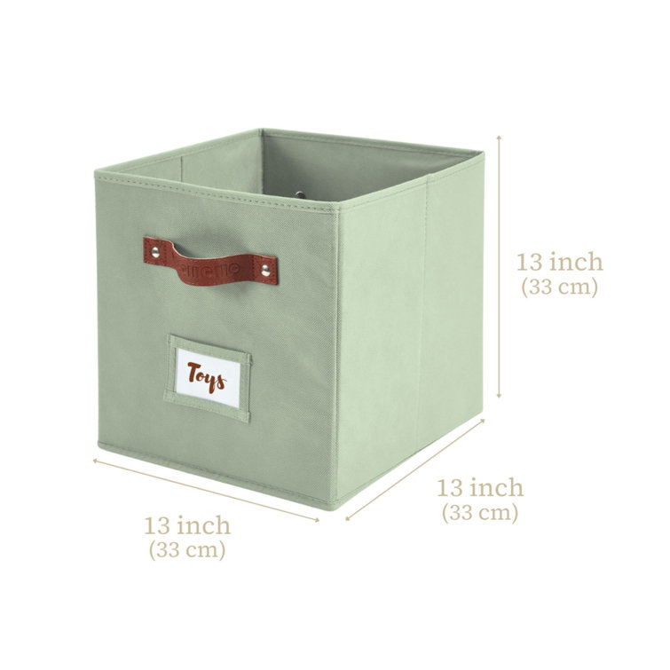 Green Fabric Stackable Cube Storage Bins with Handles, Set of 6