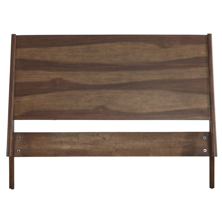 Mid-Century Modern Brown Wood Queen Panel Bed