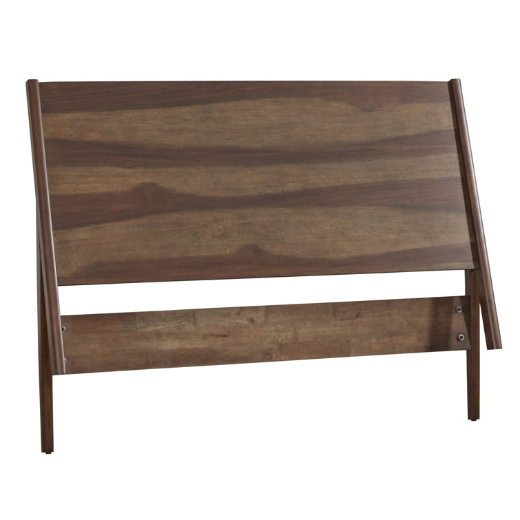 Mid-Century Modern Brown Wood Queen Panel Bed