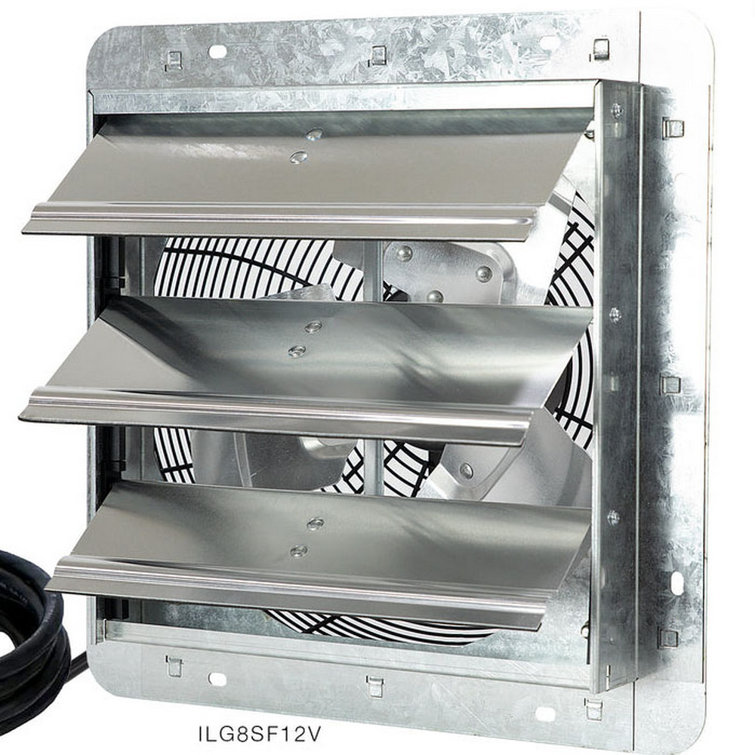 12" Silver Wall Mounted Shutter Exhaust Fan with Thermospeed Controller