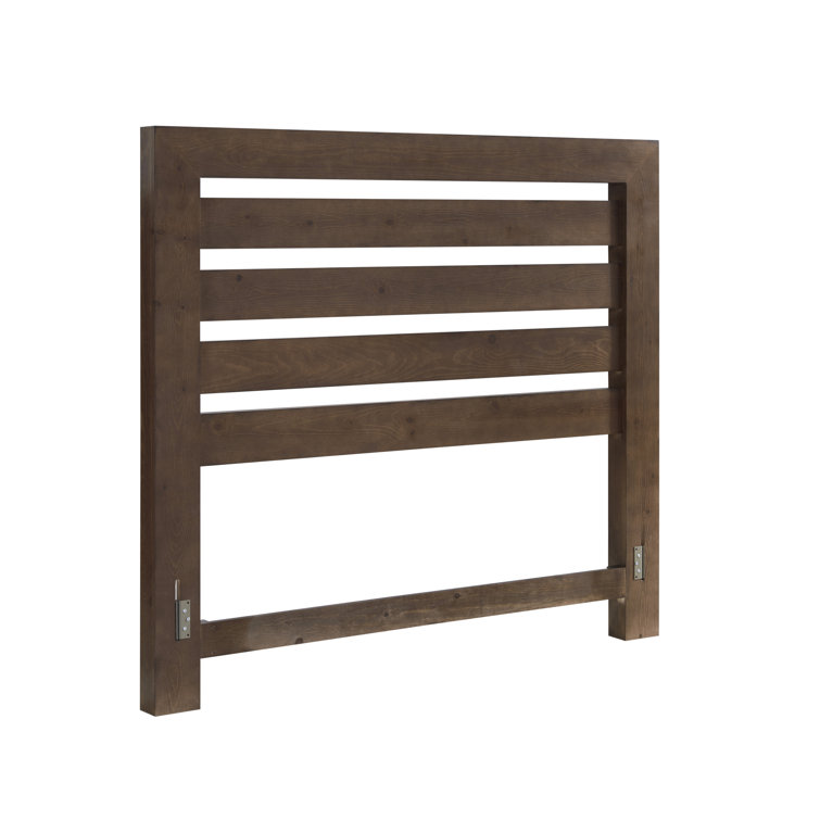Rustic Brown Pine Wood Queen Panel Bed with Headboard