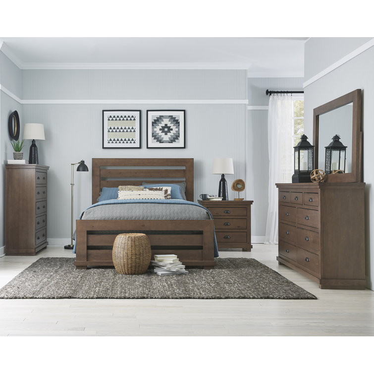 Rustic Brown King Wood Panel Bed with Headboard