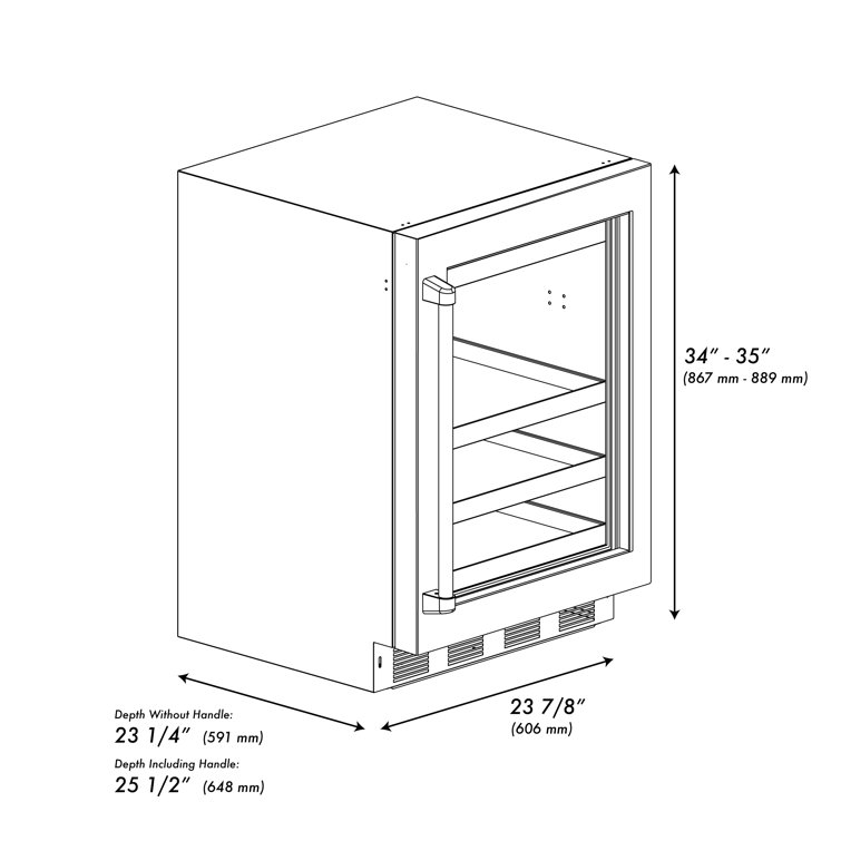 24" White Matte Undercounter Stainless Steel Beverage Fridge