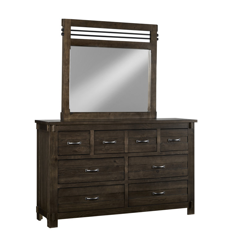 Rustic Brown 7-Drawer Dresser with Mirror