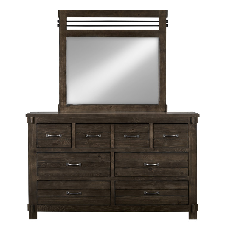 Rustic Brown 7-Drawer Dresser with Mirror