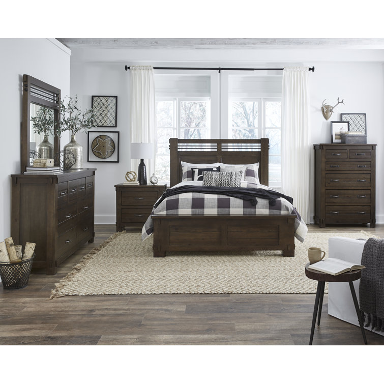Rustic Brown Queen Panel Bed with Storage Drawer