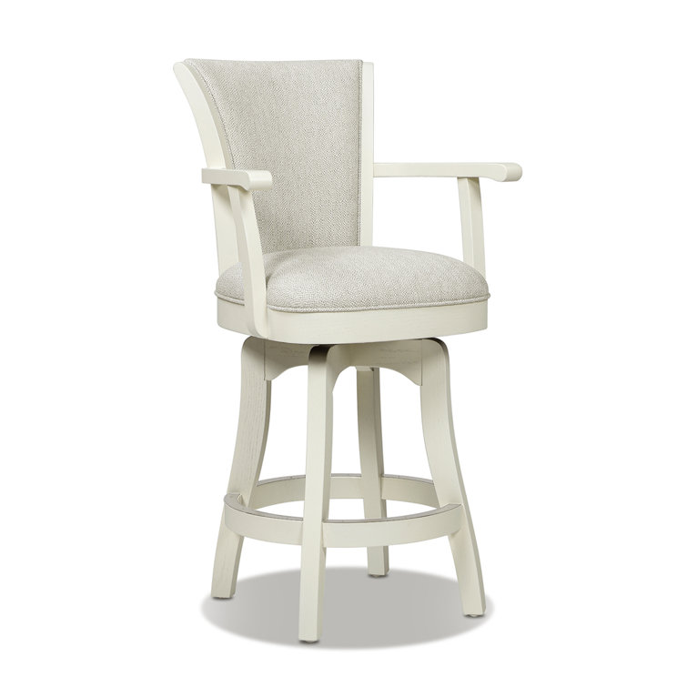 Williams 27" White Pepper Oak Wood Swivel Counter Stool