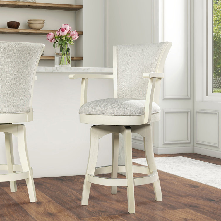 Williams 27" White Pepper Oak Wood Swivel Counter Stool
