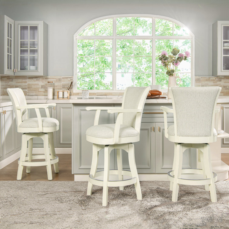 Williams 27" White Pepper Oak Wood Swivel Counter Stool