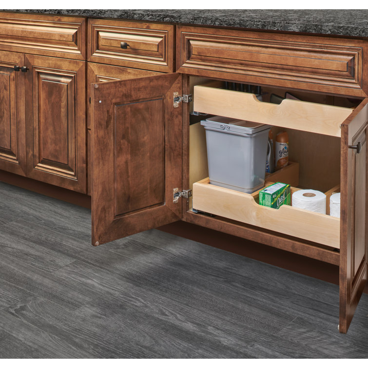 Maple Wood & Steel 27.56" Vanity Base Cabinet Pull-Out Organizer