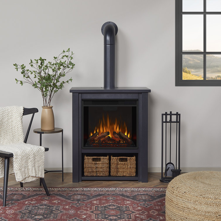 Hollis 32" Black Electric Fireplace with Mantel