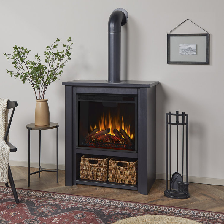 Hollis 32" Black Electric Fireplace with Mantel