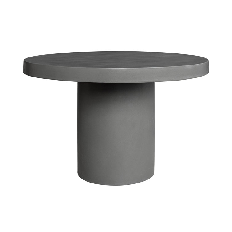 47'' Round Gray Cement Fiber Outdoor Dining Table
