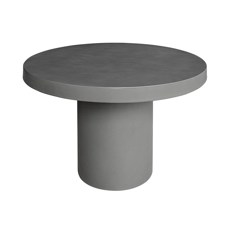 47'' Round Gray Cement Fiber Outdoor Dining Table