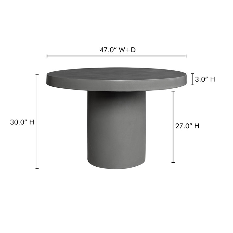 47'' Round Gray Cement Fiber Outdoor Dining Table