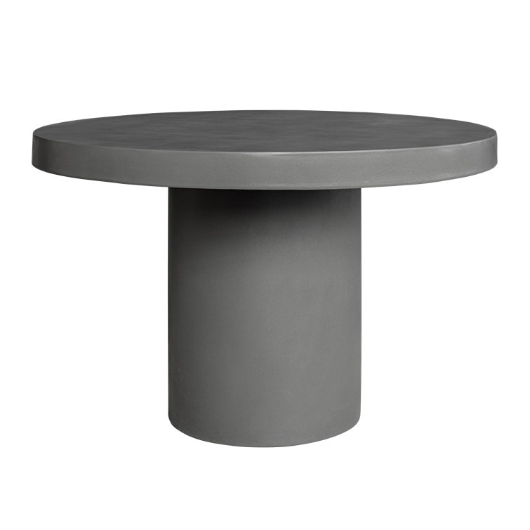 47'' Round Gray Cement Fiber Outdoor Dining Table