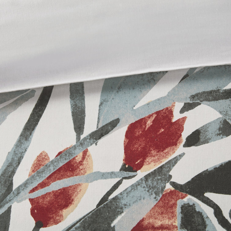 Full/Queen Floral Cotton Duvet Cover Set with Shams