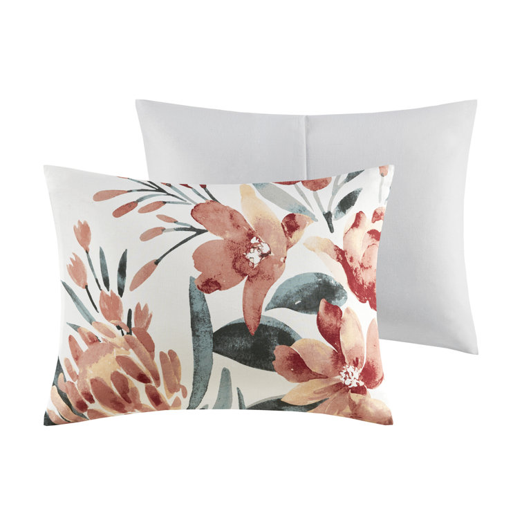 Full/Queen Floral Cotton Duvet Cover Set with Shams