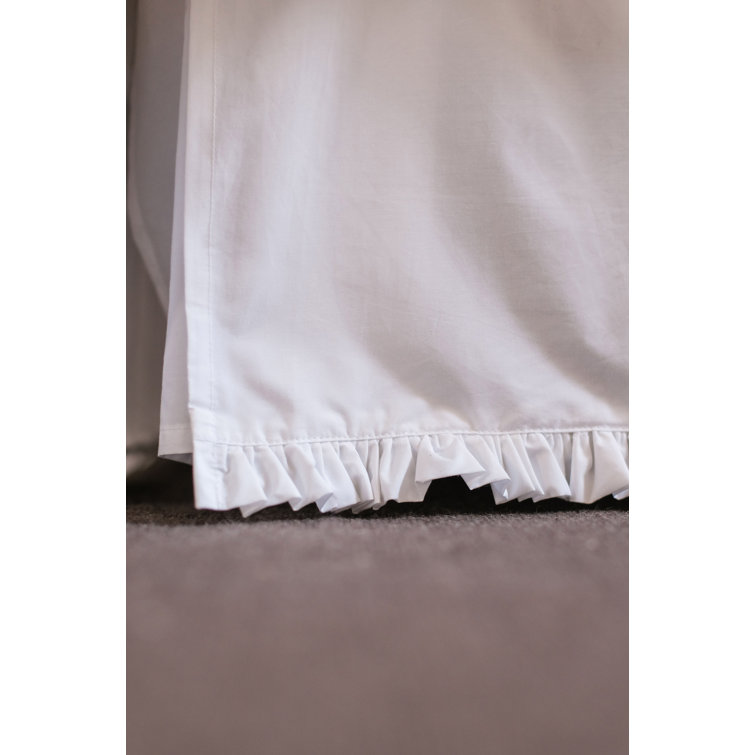 Cream Linen Pleated Queen Bed Skirt with Split Corners