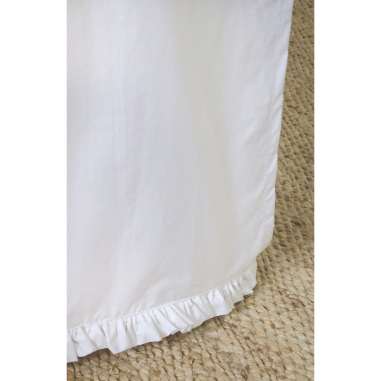 Cream Linen Pleated Queen Bed Skirt with Split Corners