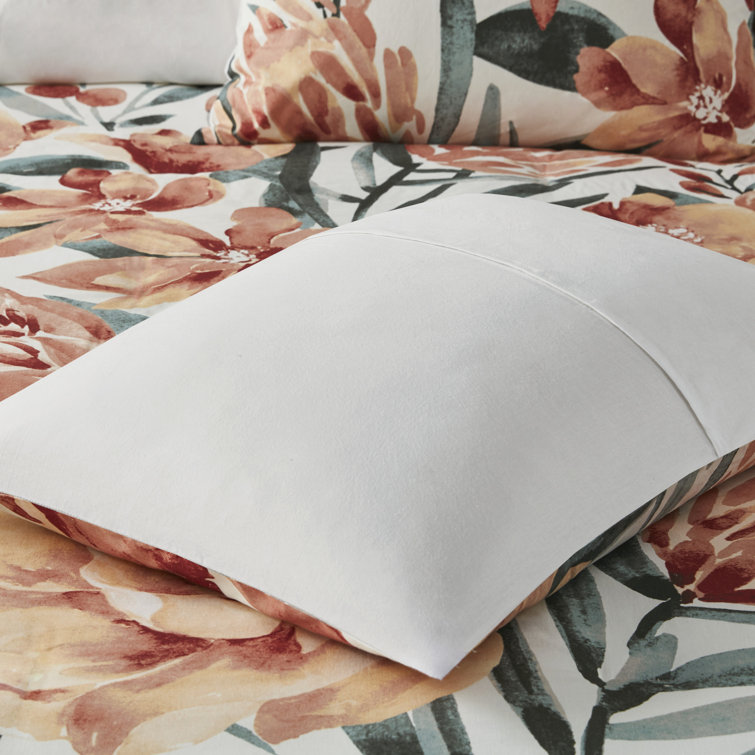 Full/Queen Floral Cotton Duvet Cover Set with Shams