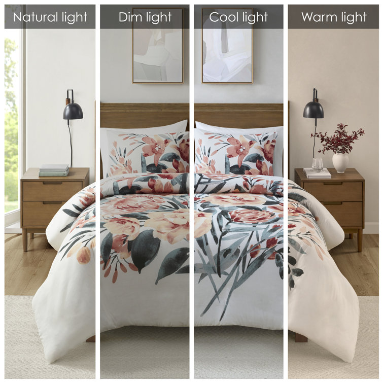 Full/Queen Floral Cotton Duvet Cover Set with Shams