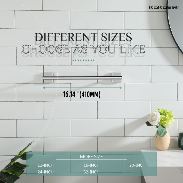 16'' Polished Chrome Stainless Steel Wall Mounted Towel Bar