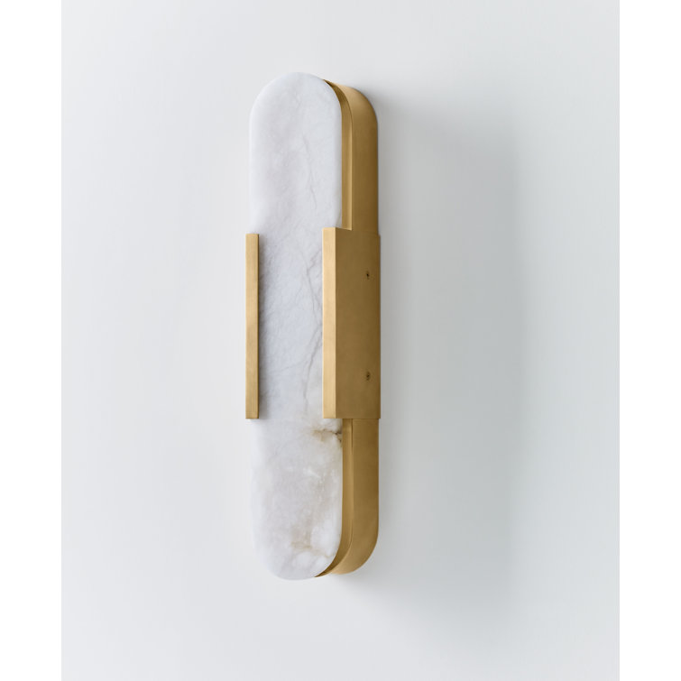 Antique-Burnished Brass and Bronze 20" Sconce with Alabaster Shade