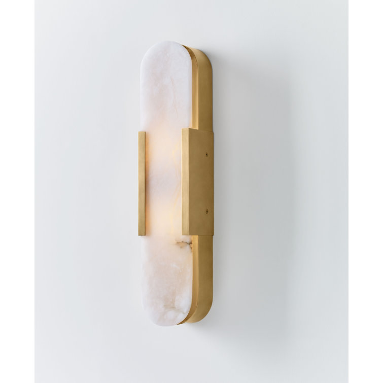 Antique-Burnished Brass and Bronze 20" Sconce with Alabaster Shade