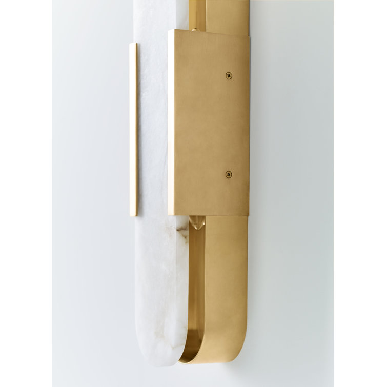 Antique-Burnished Brass and Bronze 20" Sconce with Alabaster Shade
