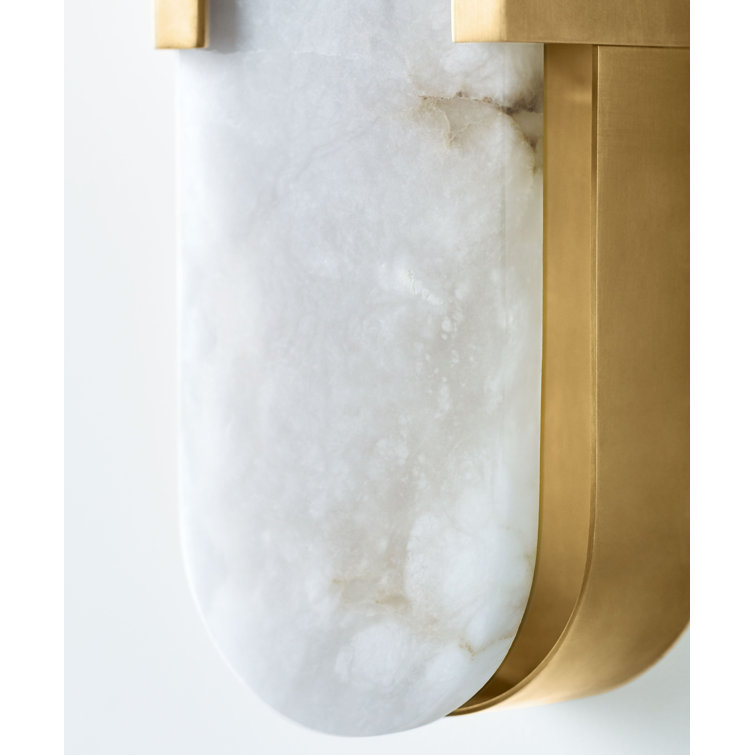 Antique-Burnished Brass and Bronze 20" Sconce with Alabaster Shade