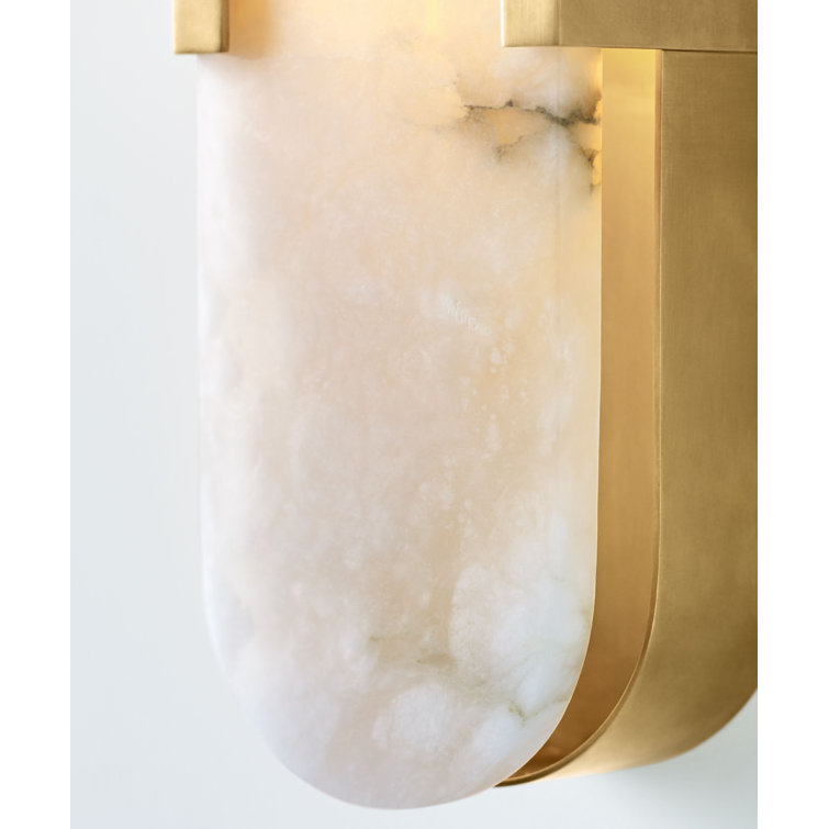 Antique-Burnished Brass and Bronze 20" Sconce with Alabaster Shade