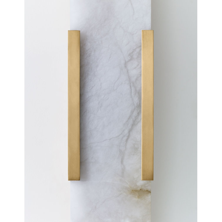 Antique-Burnished Brass and Bronze 20" Sconce with Alabaster Shade