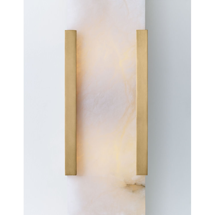 Antique-Burnished Brass and Bronze 20" Sconce with Alabaster Shade