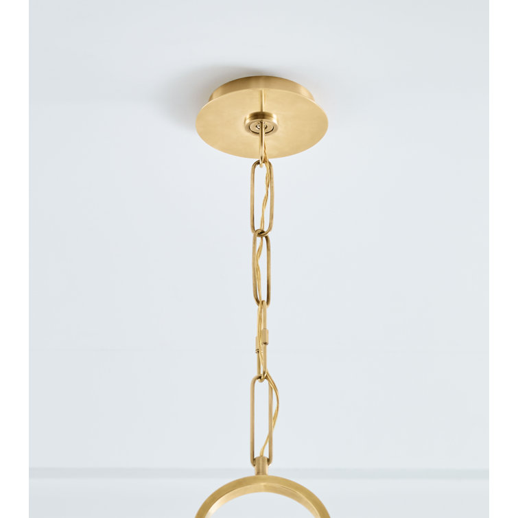 Antique-Burnished Brass Elongated Pendant Light with Alabaster Glass Shade
