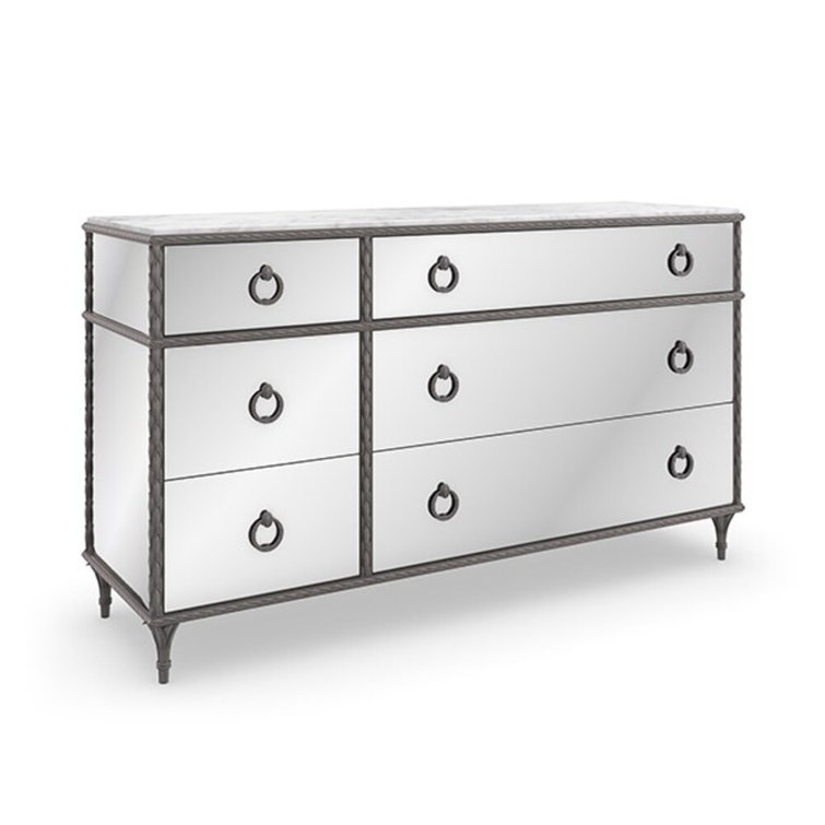 White Mirrored Double Dresser with Soft Close Drawers