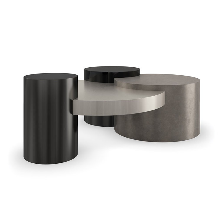 Modern Round Black and Silver Metal Coffee Table