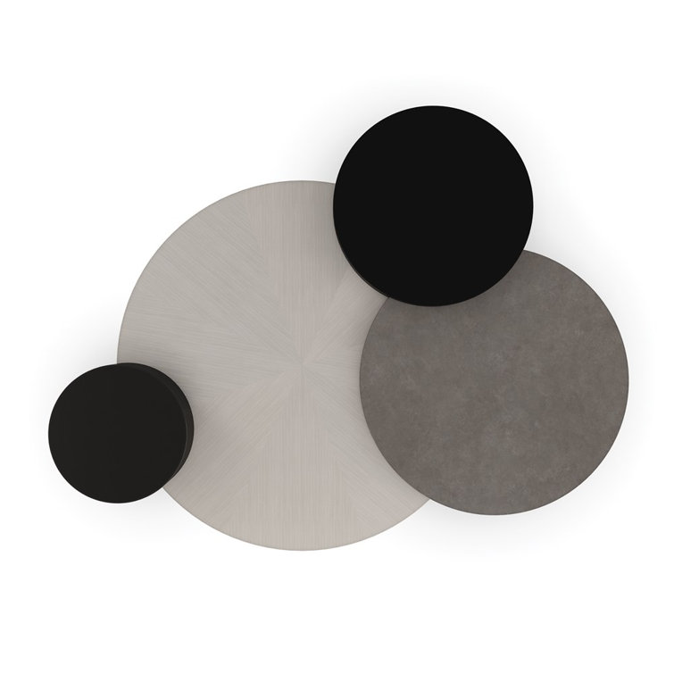 Modern Round Black and Silver Metal Coffee Table