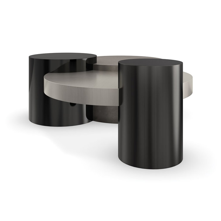 Modern Round Black and Silver Metal Coffee Table
