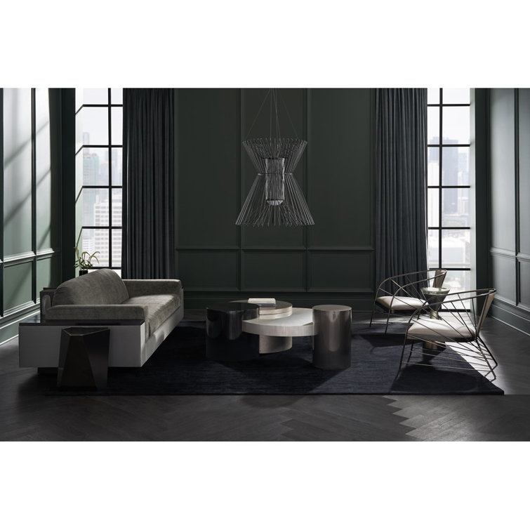 Modern Round Black and Silver Metal Coffee Table