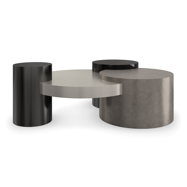 Modern Round Black and Silver Metal Coffee Table